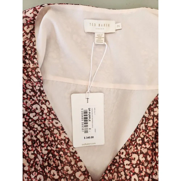 NWT Ted Baker Vallyy Draped Midi With Batwing Sleeve Dress Ted 2 / US 6 #1K411 - Picture 5 of 13